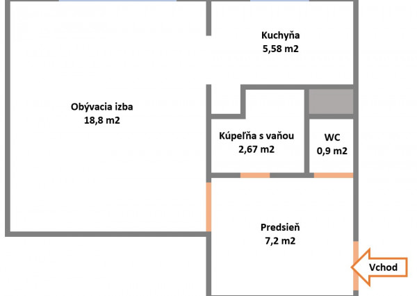 Čerstvo zrekonštruovaný 1i byt na Narcisovej ulici, Šaľa-Veča